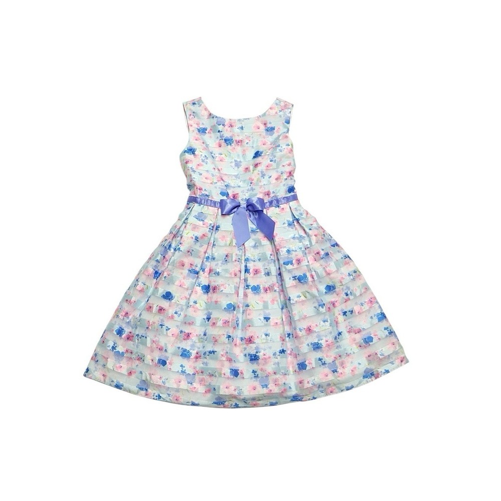 Jona Michelle Girls Blue Floral Special Occasion Dress Size 8